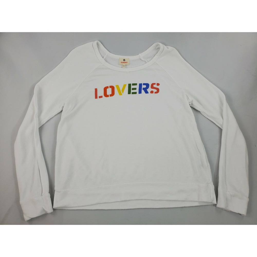 Sundry Women Sweatshirt Pullover Lovers White Size 1 USA Made Rayon Cotton